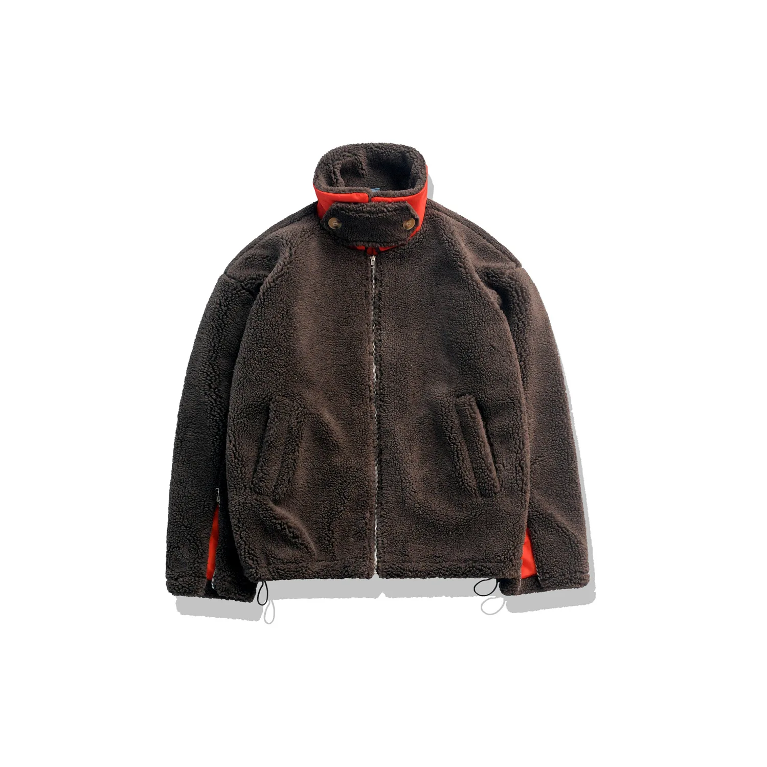 

2019 Winter New Style Men's Stand Collar Warm Coat Jacket Contrast Color Lambs Wool Loose Cotton Overcoat