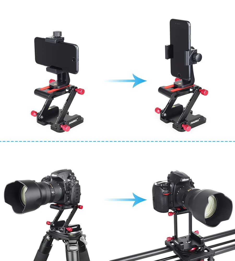 ZH7 складной Z Тип наклона Штативная головка Flex Z панорамирование для Canon Nikon sony DSLR камеры ползунки Quick Release Plate алюминий наивысшего качества