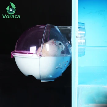 

External Hamster Bathtub Bathroom for Cage Bath Sand Room Acrylic Bed Mouse Villa Small Pets Supplies Toilet Sandbox Pink Blue