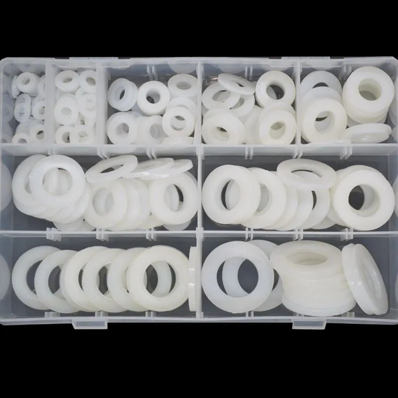 White Nylon Pan Flat Washer Plastic Shim Plain Gasket M5 M6 M8 M10 M12 M14 M16 M18 M20 Assortment Kit Set