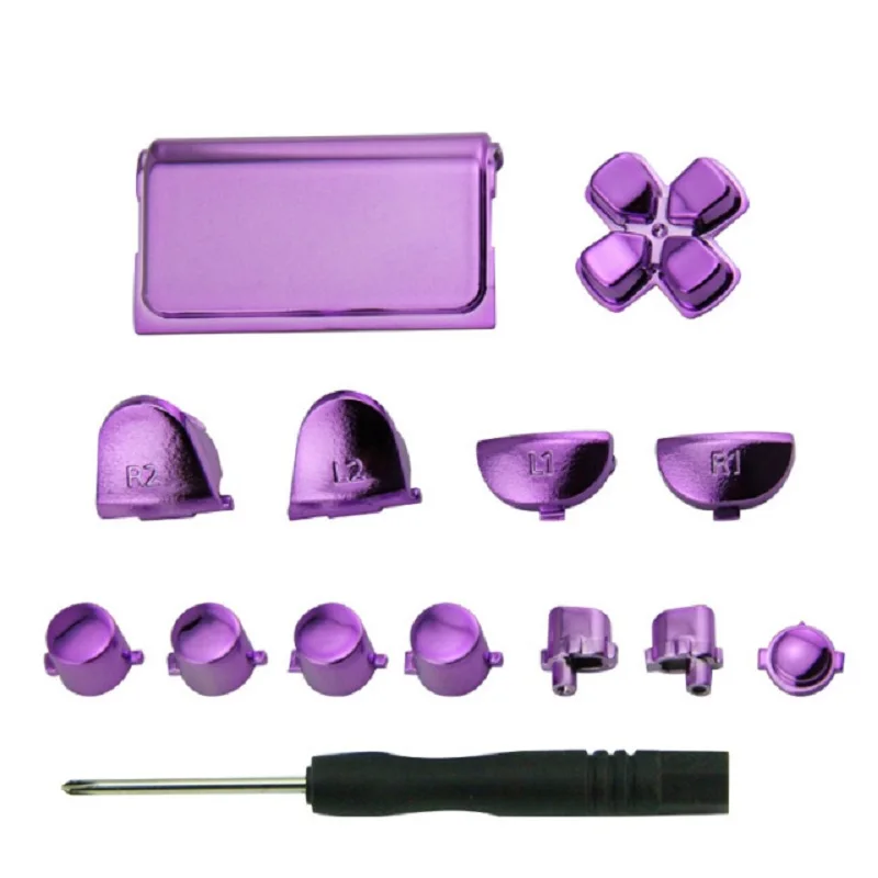 

14 pcs/set Replacement Chrome Plating Buttons and Touchpad for Sony PS4 Controller stylish facade protection for game contoller