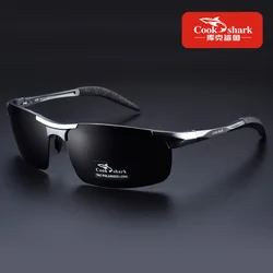 Cook Shark's Premium HD Polarized Aluminum-Magnesium Men's Sunglasses (Black)