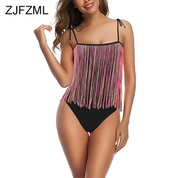 

Rainbow Tassels Patchwork One Piece Overall Women Spaghetti Strap Sleeveless Bodysuit Summer Strapless Open Back Beach Romper