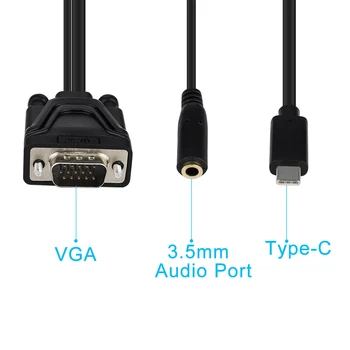 

Type-C to VGA Adapter Cable Wire with 3.5mm Audio Female Port for PC Phone Cable USBC USB 3.1 to VGA Adapter for Macbook pro