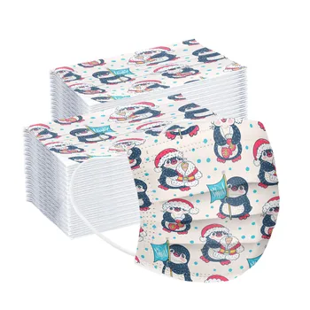 

100PC Children's Mask Penguin Print Disposable Face Mask 3Ply Ear Loop Face Cover Face Shield Masque Disposable Face Mask masque