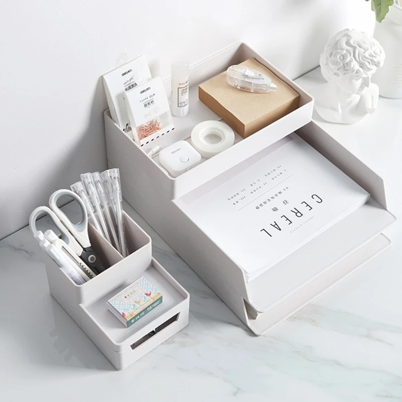 A4 Paper Organizer Document Plastic Case Table Desk Storage Superposition Holder Waterproof Moisture-resistant and Durable storage box desk mail organizer pen holder organizer