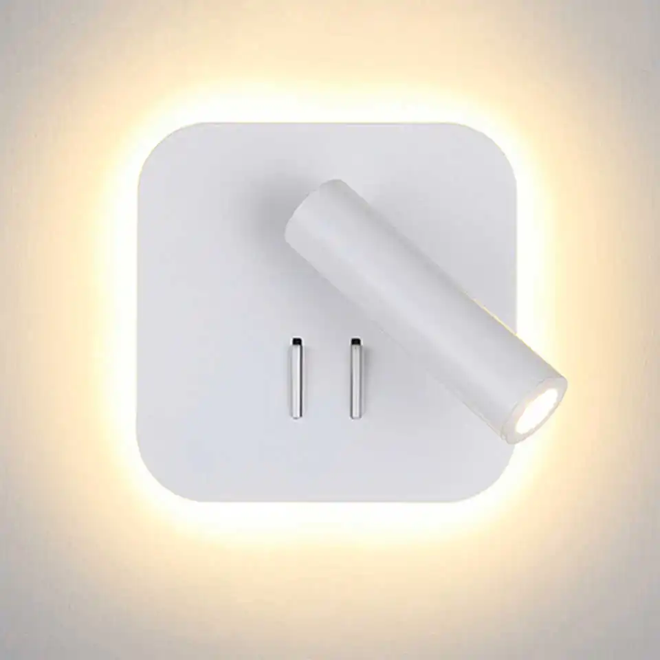 

Geovancy LED Wall Lamp with switch 3W spotligh 6W backlight Nordic free rotation Sconce indoor wall light For Home Bedroom Bedsi