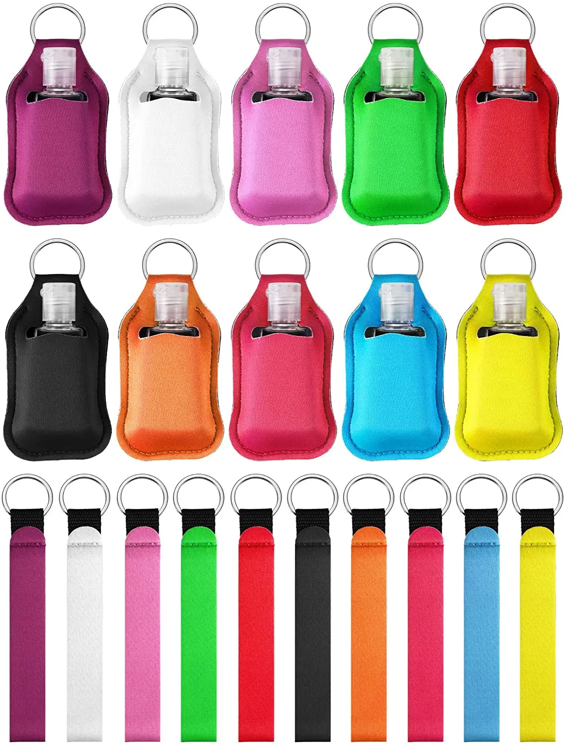 

Puezokly 30ml Hand Sanitizer Keychain Holder Travel Bottle Refillable Containers Flip Cap Reusable Bottles with Keychain Carrier