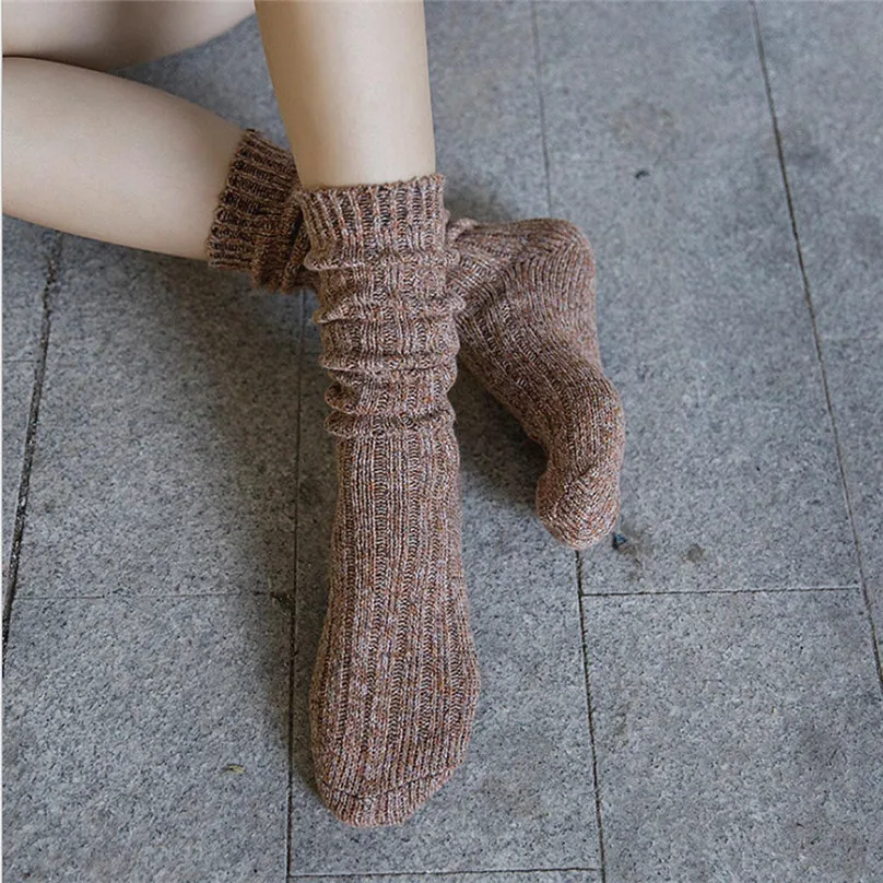 Спортивные носки зимние женские длинные носки из хлопка однотонноные женские теплые мягкие носки& 4O04