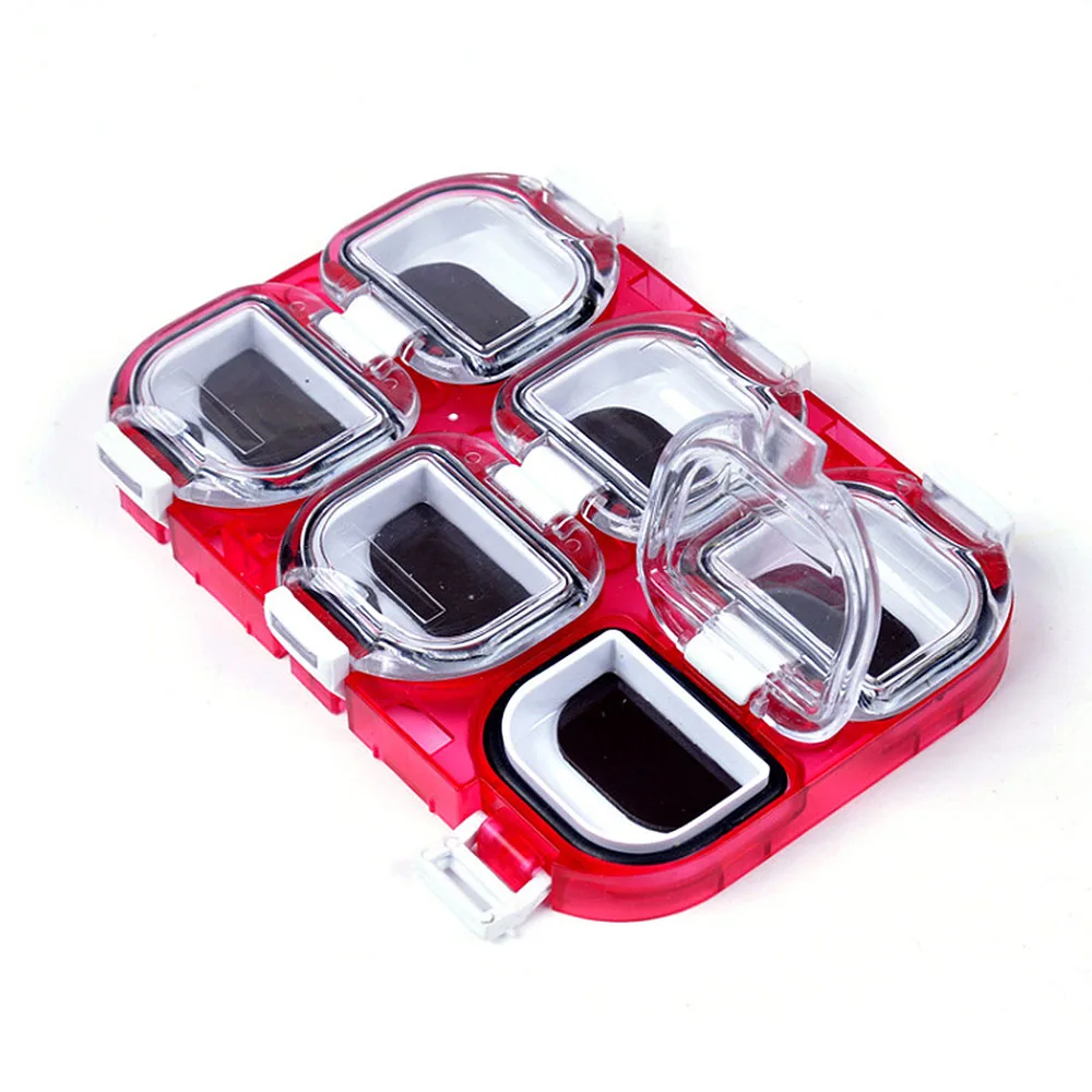 

MrY 6 Compartments Magnet Mini Waterproof Fishing Tackle Box Fishing Hook Red Fishing Lures ABS Storage Case 11cm*7.5cm*1.2cm
