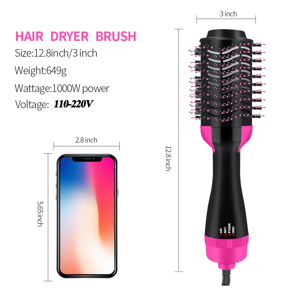 1000W Hair Dryer Brush 2 in 1 One Step Hair Dryer Brush and Volumizer Blow Straightener Curler Professional Curling Iron Comb 1000W Hair Dryer Brush 2 in 1 One Step Hair Dryer Brush and Volumizer Blow Straightener Curler Professional Curling Iron Comb