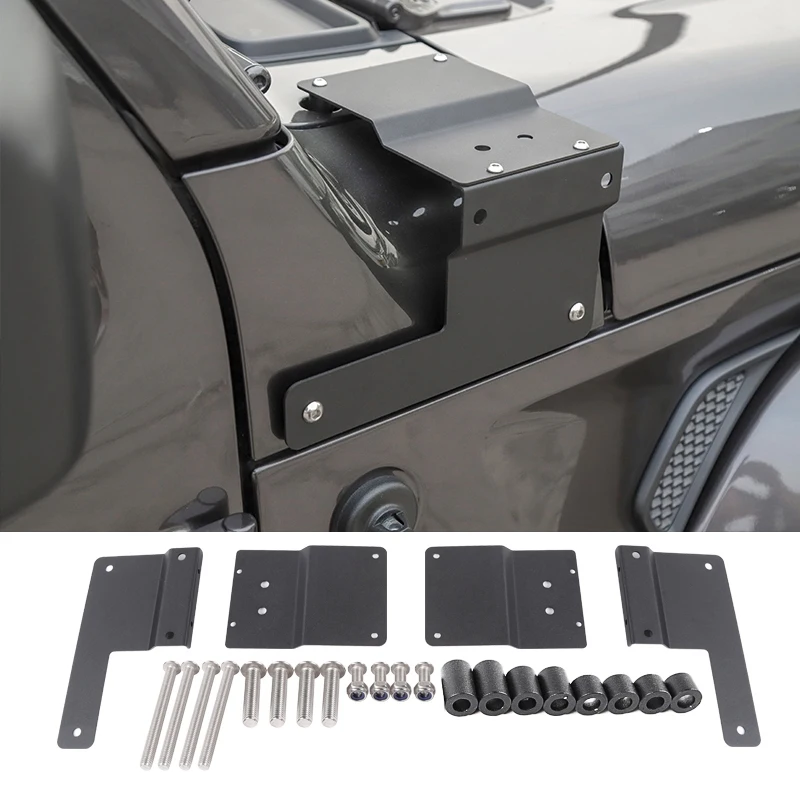 

LED Light Bracket for Jeep Wrangler JL 2018+ Hood Headlight Bracket Lamp A-Pillar Light Stand