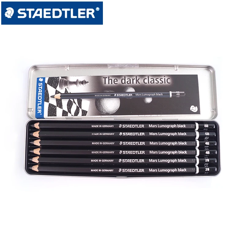 6 шт. STAEDTLER 100B стандарт G6 карандаши, ограниченная серия карандашей для рисования, школьные канцелярские принадлежности, офисные принадлежности, черный грифель 2B/4B/6B/8B
