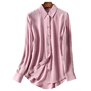

Designer High Quality Women Silk Blouse Long Sleeve Turn Down Collar Female 100% Silk Shirt OL Top Blouses for Spring Summer