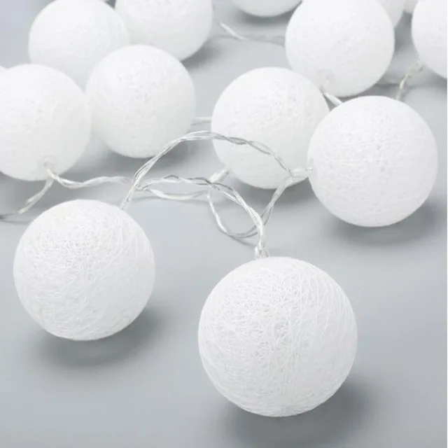 white Новое поступление 3 м 20LED/6 м 40LED хлопковый шар струнный светильник для свадьбы, вечеринки, Рождества, дома, улицы, декоративная лампочка для гирлянд, струны - Испускаемый цвет: white