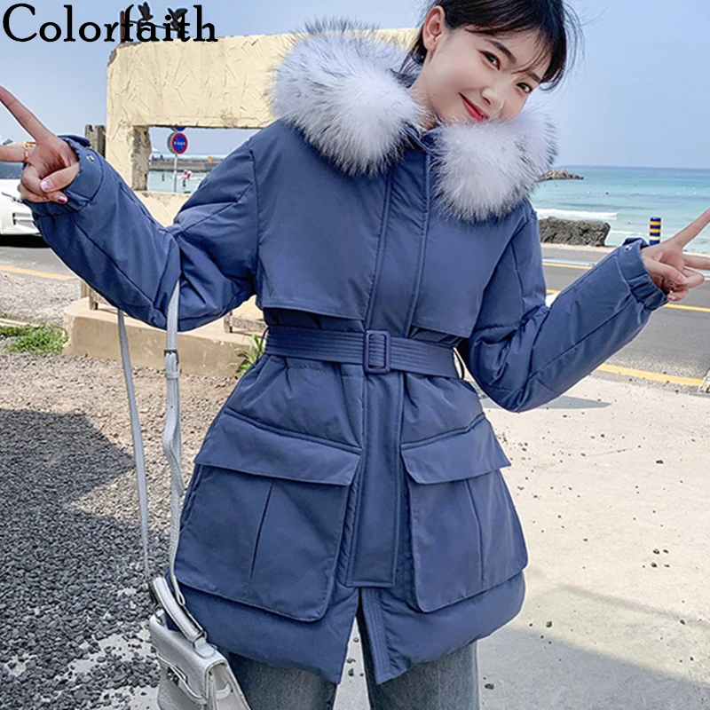 Colorfaith новинка 2019 Женская парка куртки Осень зима пальто с карманами капюшоном на