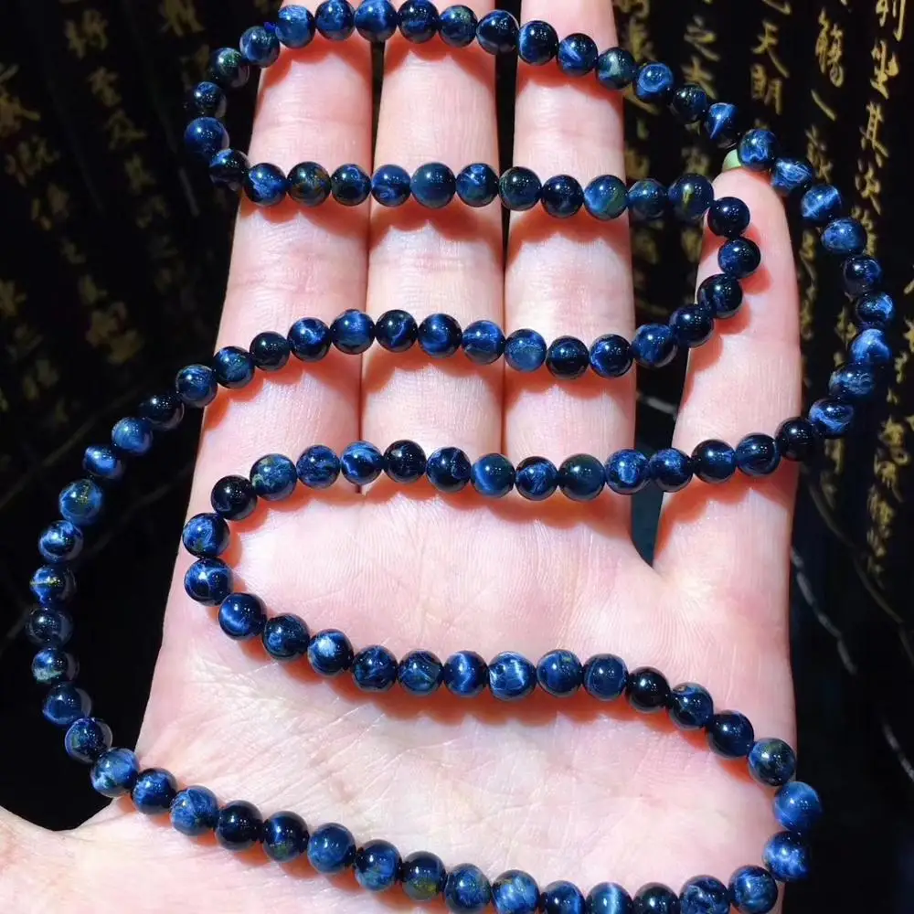 6mm Natural Namibia Pietersite Bracelet Blue Stone Stretch Healing Anniversary Gift 3 Laps Round Beads AAAAA | Украшения и