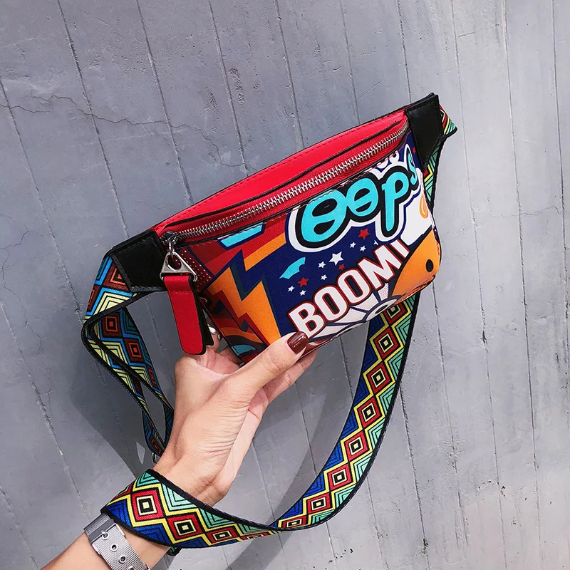 Colorful-Women-Waist-Bags-Fanny-Pack-Belt-Bags-Graffiti-Chest-Handbag-Hip-Purse-Waist-Packs-Multi