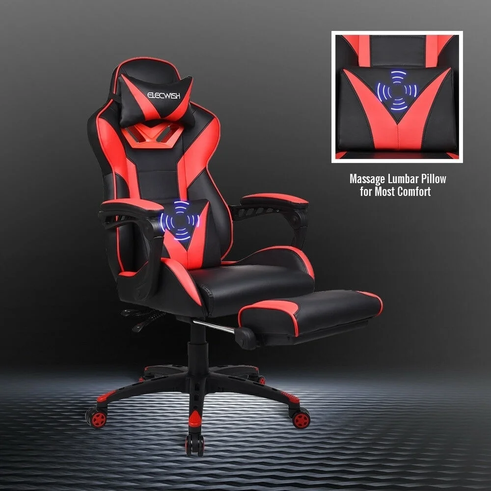 

Racing Gaming Chair Massage Ergonomic Swivel High Back Office Desk Seat Footrest