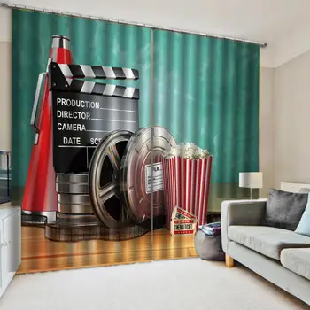 

3d Curtain Window Retro movie film illustration Living Room Bedroom Beautifully Decorated Curtains