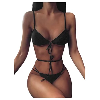 

Black Micro Women Bikini Set Sexy High Cut Push Up Two Pieces Bikini 2020 Mujer Swimwear Swimsuit Biquini Beachwear Swim Suit#25