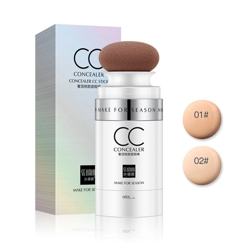 1 Pcs CC Stick Concealer Cream Long Lasting Brighten Makeup Mushroom Head for Women