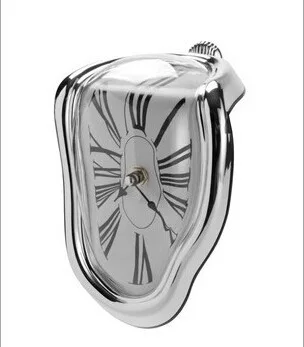 

Creative pedestal twist clock Melting Retro Clock Roman digital clock Time and space clock with right angle deformation