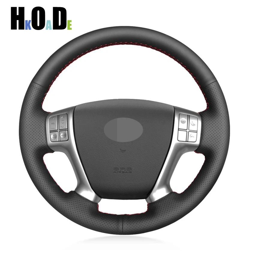 Diy Black Genuine Leather Handstitched Car Steering Wheel Cover For