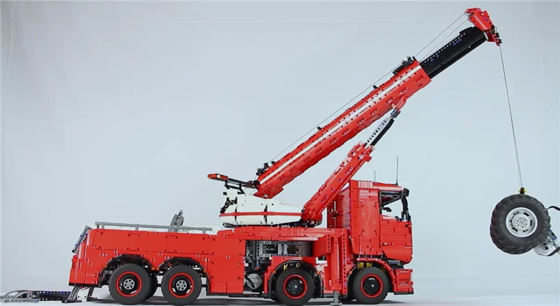 RC power function Technic MOC 29848 летучая мышь грузовик внедорожный строительный блок кирпичи модель 8X8 прицеп спасательный кран буксировщик