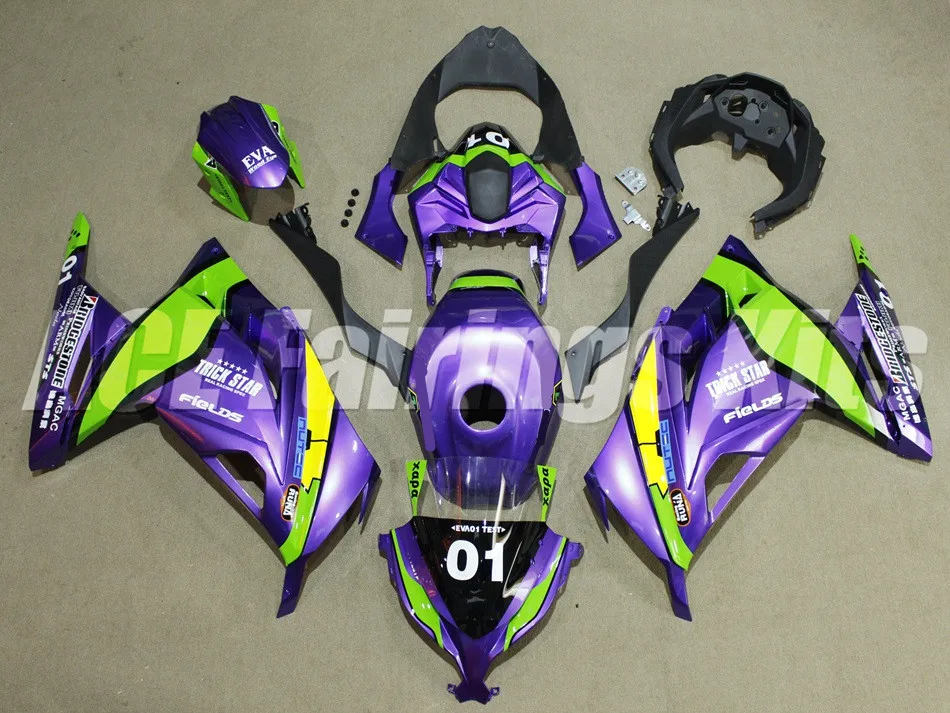 ABS полный обтекатель комплект для Kawasaki Ninja300 EX300 300R 2013 13 14 15 16 17 Обтекатели+ крышка бака фиолетовый зеленый