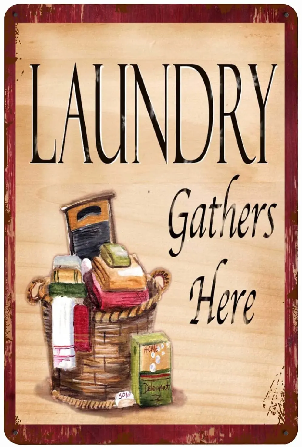kegill Laundry Gather Here Tin Metal Signs Wall Decor Fun Decoration for Home Kitchen Bar Room Garage Vintage Retro Poster | Дом и сад