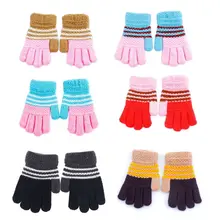 Зимние вязаные перчатки для мальчиков и девочек, теплые варежки, перчатки для детей ясельного возраста