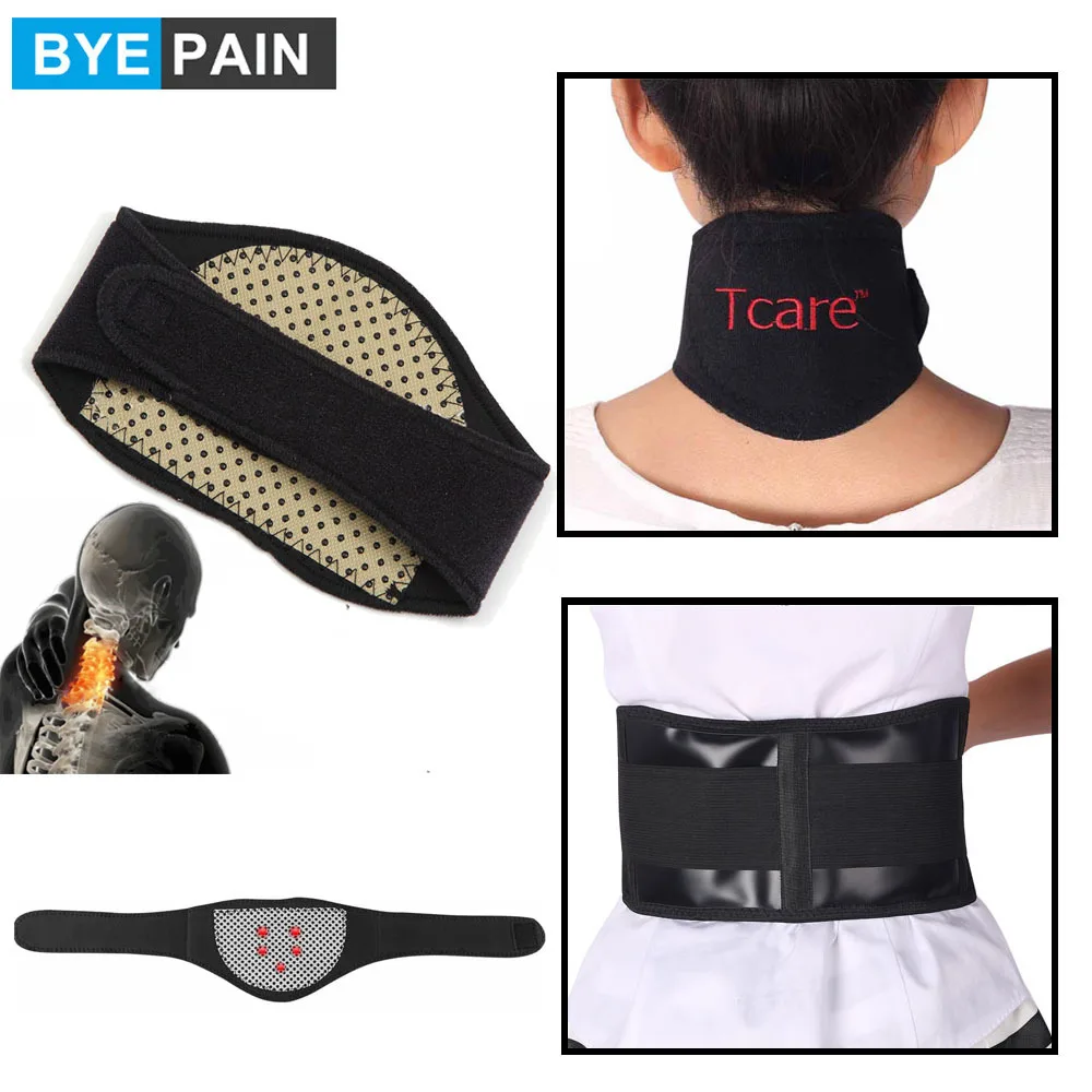 BYEPAIN Self-heating Tourmaline Set Neck Support Protector Waist Belt Brace Magnetic Therapy | Красота и здоровье