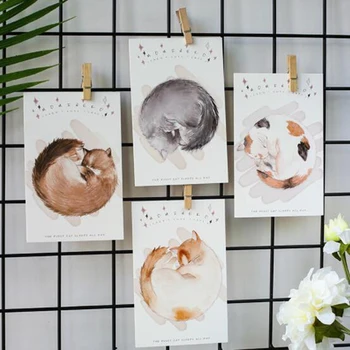 

30 Pcs/Set Kawaii Cat Sleeping Postcard Cartoo Animal Greeting Card Message Card Christmas And New Year Gifts