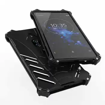 

For SONY XZ Premium Case Bat Style Aluminum Metal Bumper Frame Shockproof Case Kickstand Back Cover For SONY XZ2 Premium