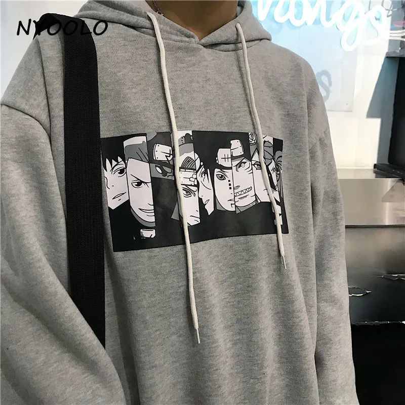 NYOOLO Harajuku уличная мультфильм Наруто печати теплые толстовки осень зима плюс бархатные пуловеры толстовка с капюшоном для женщин мужчин Топ