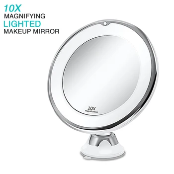 

10X Magnifying Led Makeup Mirror M123 Portable Beauty Light Mirrors Fill Light LED Makeup Vanity Mirror with Suction Cup