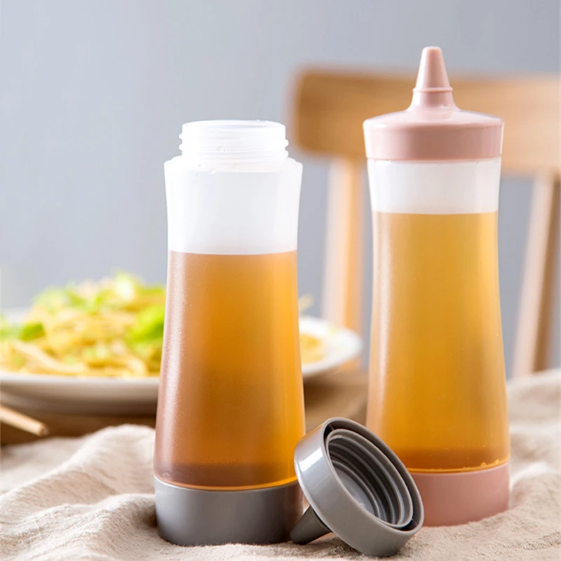 Lot De 3 Bouteilles à Sauce Pressables - Pour Ketchup, Moutarde, Huile - Cuisine Maison Et Restaurant - 17,5 Cm