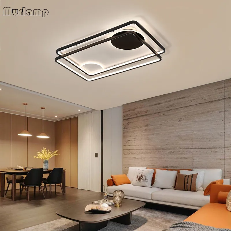 Led простой современный стиль освещение комнатная потолочная лампа креативный зал Геометрическая прямоугольная гостиная лампа столовая лампа
