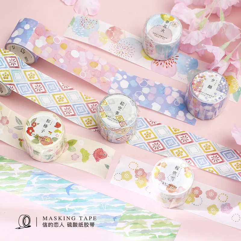 Милые Kawaii растения цветы японский Васи клейкие ленты Diy Скрапбукинг стикер этикетка маскирующая лента школьные офисные принадлежности
