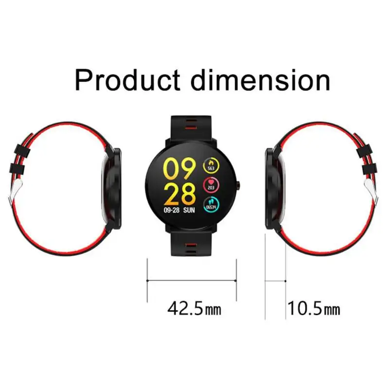 Красный K9 IP68 Waterproof Heart Rate Blood Pressure Monitor Call Reminder Smart Band Standard 20mm Easy-To-Replace Strap Calories - Цвет: Красный