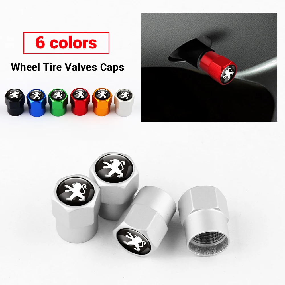 4 Uds para Peugeot 405, 406, 407, 408, 605, 607, 806, 807 RCZ 207, 208, 306, 308, 508, 108, 2008 coche insignia tapa polvo del neumático de la rueda tapa de válvula