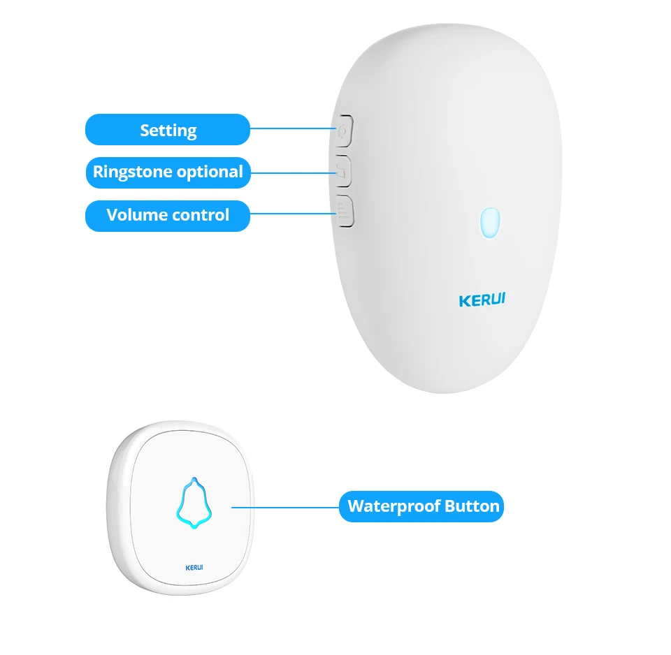 KERUI M521 беспроводной дверной звонок Водонепроницаемый для домашней безопасности Сенсорная Кнопка 433 МГц умный дом Добро пожаловать/Будильник дверной звонок с батареей 12 В