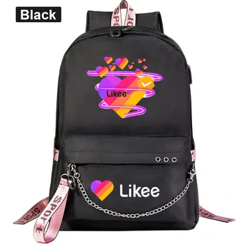 

Hot Likke Video App Backpack For Teenager Girl Boy Student Travel Bag USB Charging Chain Bundle Laptop Backpack Bookbag Mochila