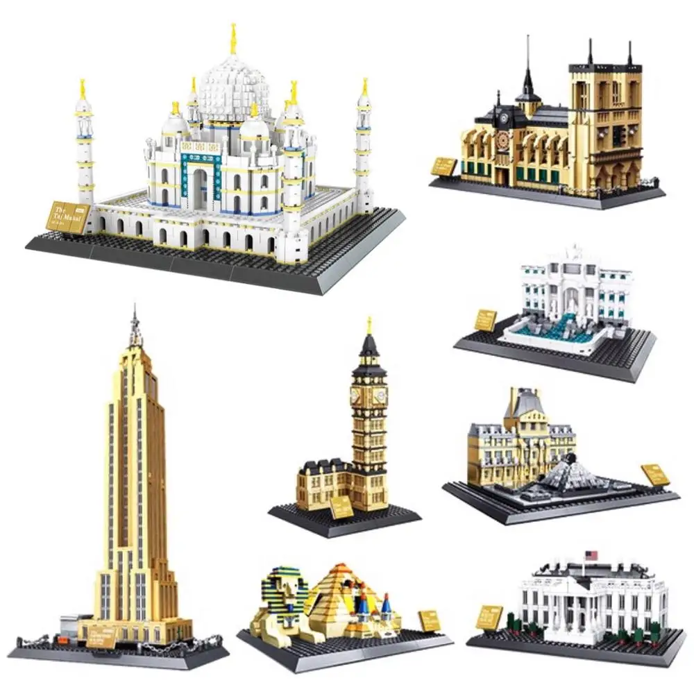 Всемирно известные строительные блоки с бриллиантами игрушки пирамида