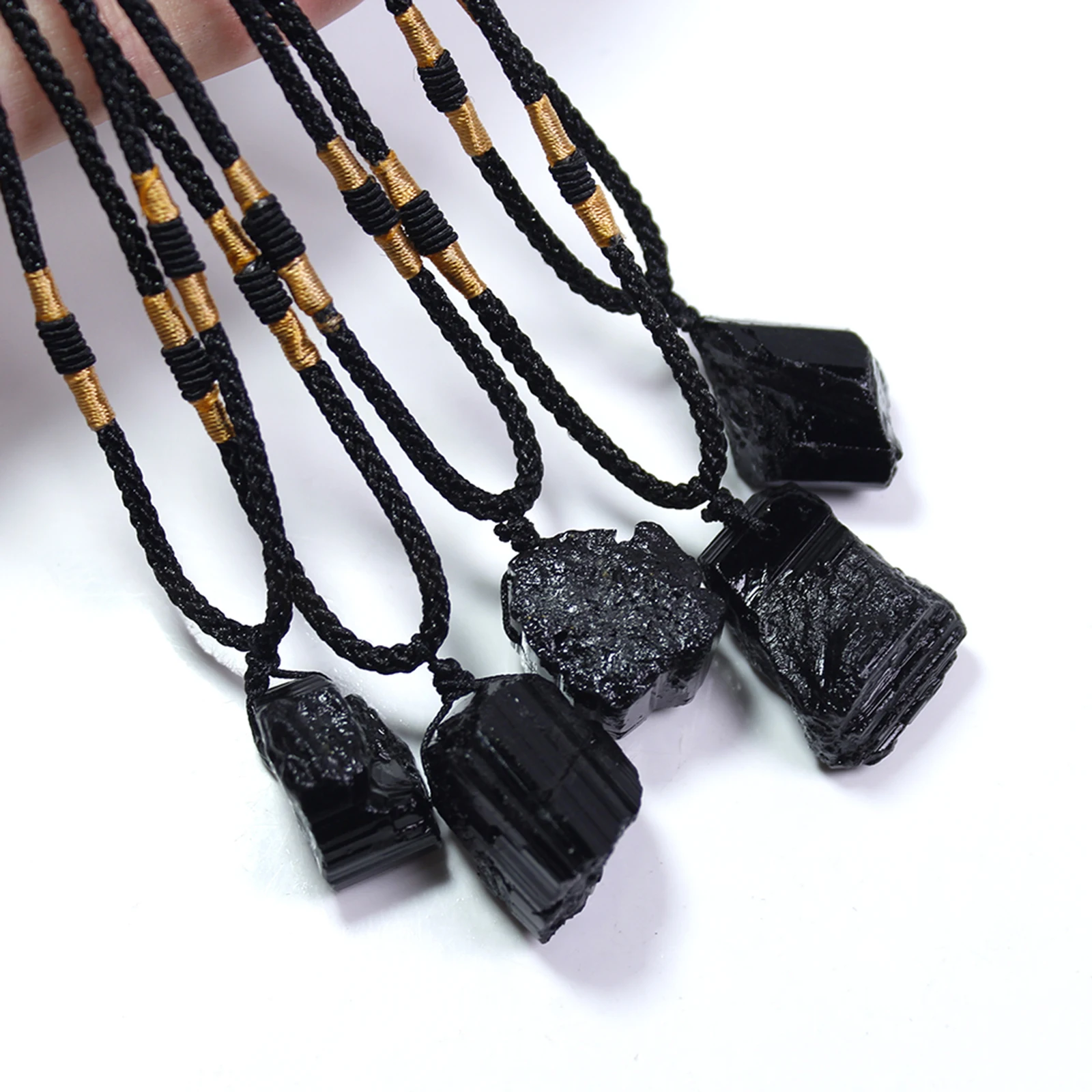 Black Tourmaline Reiki Rough Stones Rod Exclusive Cleansing Home Protection Specimens Pendant Necklace
