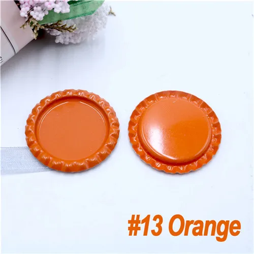 13-Orange 200 шт./лот, 24 цвета, внутри, 1 дюйм, плоская Бутылочная крышка для поделок, аксессуары для поделок, банты для волос, имитация металла, пивные бутылочки - Цвет: 13-Orange
