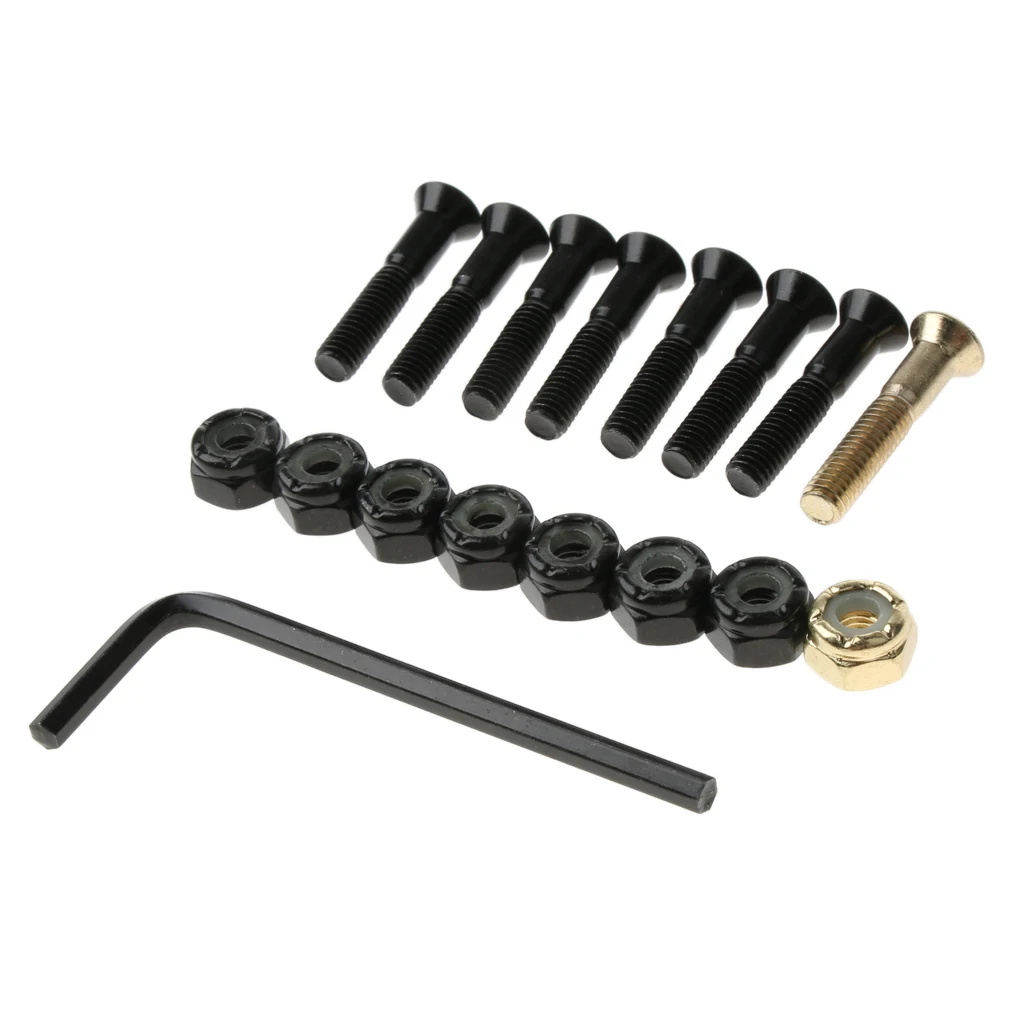 8pcs Carbon Steel Longboard Skateboard Hardware Bolts with Hex Tool for Street Deck Cruiser Skateboard Longboard