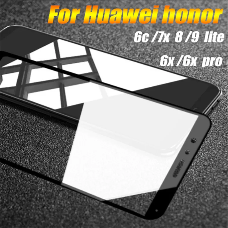 Полное покрытие из закаленного стекла для Huawei Honor 6C 6x pro 7x8 9 10 9lite Защитная пленка