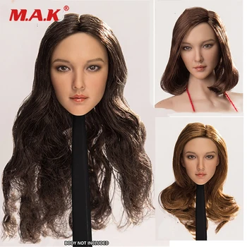 

CT008 B/C/D Styles 1:6 Asia Beautiful Head Sculpt Carved Curls Hair for 12'' Suntan Action Figure Body Accessory